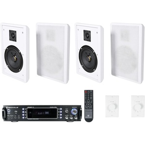 image:imageRockville RPA60BT V2 Bundle 1000W 2Ch Bluetooth Home Audio Receiver Amplifier 4 RockSlim White 525 240W Peak80W RMSper Pair Wall Speakers 2 VOL850 Volume Controls 7Items