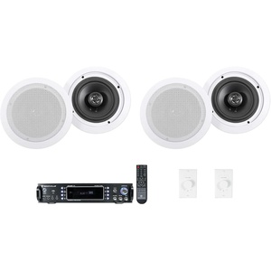 image:imageRockville RPA60BT V2 Bundle 1000Watt 2Channel Bluetooth USB Karaoke Receiver Amplifier Mixer 4 65 in HC655 InCeiling 500Watt 8 Ohm Speakers 2 VOL850 Wall Stereo Volume Controllers 7 items