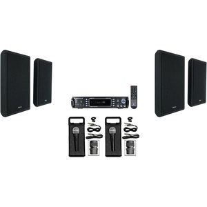 image:imageRockville RockSlim Black Bundle 4 Home Theater 525 240W Wall Mount Speakers RPA60BT V2 1000W 2Channel USB Bluetooth Karaoke DJ Amplifier Mixer 2 RMCXLR Wired Microphones with Cables 7 Items