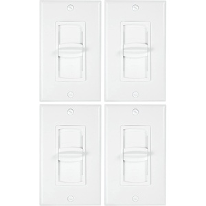 image:imageRockville VOL855 8Ohm 50x2Watt WallMount Stereo Volume Controllers with 12Step Slider White SingleGang Plate 20Hz20kHz Frequency Response DustProtected Circuit Design 4Piece