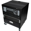 image:imageRockville RR10U 10U Live SoundRecording Studio Rack Case with Wheels Reversible Rack Rails Front amp Rear Mounting Cable Management Ports 440lb Capacity  Includes Hardware Reversible Rails Cable Management 440 lb Capacity 3 Locking Casters FrontRear Mount 48 Cage Nuts10U