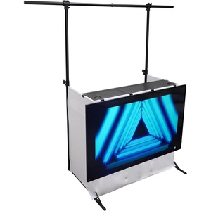image:imageRockville ROCKBOOTH PRO PACK DJ Booth Table w 70 TV Mount Lighting Truss Scrims for Professional DJs and Event Performers