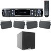 image:imageRockville Bundle RPA60BT V2 1000W 2Ch USB Home Theater Bluetooth Receiver Bundle Rock Shaker Subwoofer Sub amp 2 HP65S8 Black 65 IndoorOutdoor Swivel Home Theater Speakers 4 Items