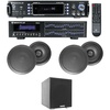 image:imageRockville HC85 Bundle 4 Black 8 in 700Watt inCeiling Speakers Rock Shaker 8 in 400W Powered Subwoofer RPA60BT V2 1000Watt 2Ch USB Bluetooth Amplifier REQ42B Dual 21Band Equalizer 7Items