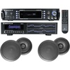 image:imageRockville HC85 Bundle 4 Black 8in 700Watt InCeiling Home Theater Speakers 8Ohm REQ42B 19in Rack Mount Dual 21Band Equalizer RPA60BT V2 1000Watt 2Ch USB Bluetooth Amplifier Mixer 6items