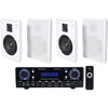image:imageRockville RockSlim Bundle 4 White 525 in 240W Wall Mount Slim Home Theater Speakers BLUAMP 100 Bluetooth Stereo Amplifier with USB Mic Input and RCA Output 5Items