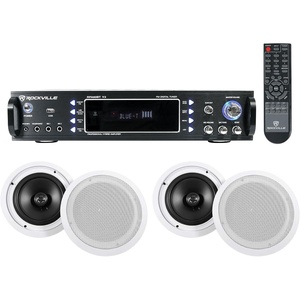 image:imageRockville Audiosavings Bundle 4 Pair HC85 8 Inch 700 Watt inCeiling Home Theater Speakers 8 Ohm Bundle with 1 RPA6000USB 19 Bluetooth AmpReceiver 4 RestaurantOffice Items 9