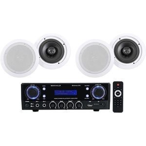 image:imageRockville BLUAMP 100 Bundle Home Stereo Bluetooth Amplifier with USBMic Input 2 HC655 Pair 65 160Watt RMS500Watt Peak Per Pair 2Way inCeiling Home Theater Speakers 3Items