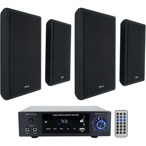 image:imageRockville BLUAMP 150 Bundle Home Stereo Bluetooth Amplifier Receiver 4 RockSlim Black 525 in 240W  80W RMS Home Theater Speakers with Easy Wall Mount Brackets 5Items