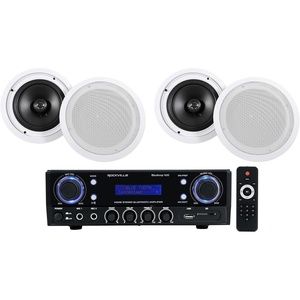 image:imageRockville BluAMP 100 Bundle 500W Peak120W RMS Home Stereo Bluetooth Amplifier with USBMic Input RCA HC85 8 700W Peak 240W RMS inCeiling Home Theater Speakers 8Ohm 5 Items
