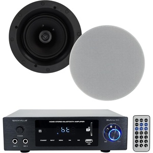 image:imageRockville Bundle BLUAMP 150 Home Stereo Bluetooth Amplifier Receiver OpticalPhonoRCA Bundle with Pair Elite C64 65 4Ohm Ceiling Speakers Adjustable Silk Tweeter 2 Items
