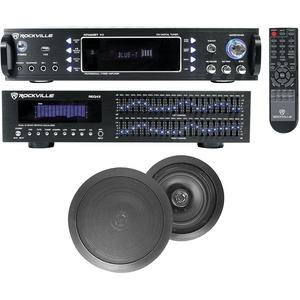 image:imageRockville Bundle RPA60BT V2 1000 Watt 2Ch USB Bluetooth Amplifier Bundle with REQ42B Band Home Theater Equalizer Pair of HC85 8 Home Theater Speakers 3 Items