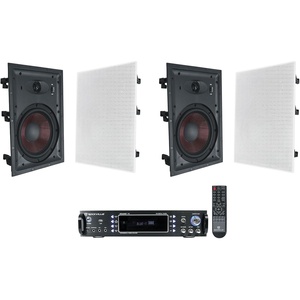 image:imageRockville Bundle RPA60BT V2 1000 Watt 2Ch USB Bluetooth DJProKaraoke Amplifier Mixer Bundle with 2 Pairs of WA858 8 inWall Home Speakers w Kevlar WooferSilk Dome Tweeter 3 Items