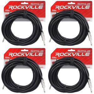 image:imageRockville RCTT1425 25 14 AWG 14 in TS to 14 in TS Speaker Cable 100 Copper Durable PVC Jacket 25 Ft Length for HighCurrent Speaker Connections 4Piece