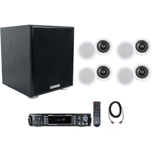 image:imageRockville RPA60BT V2 Bundle 1000W 2 Ch USB Bluetooth DJProKaraoke Amp Mixer 4 Pair HC65516 65 500W Peak160W RMS inCeiling Speakers Rock Shaker 65 200W Peak100W RMS Subwoofer 7Items