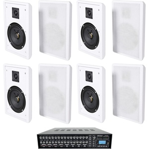image:imageRockville Rock Matrix Bundle 4Zone 70V Commercial Matrix Amplifier with Source Routing 4 Pair RockSlim 525in 40W RMS120W Peak White Wall Slim Speakers 5Items