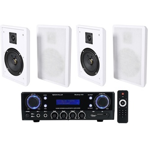 image:imageRockville RockSlim Bundle 4 White 525 in 240W Wall Mount Slim Home Theater Speakers BLUAMP 100 Bluetooth Stereo Amplifier with USB Mic Input and RCA Output 5Items