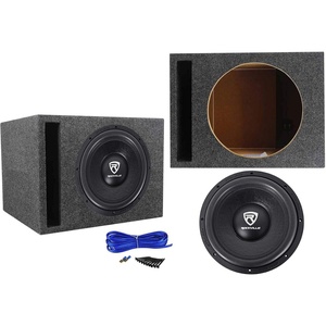 image:imageRockville W12K6D4 V2 Bundle 12 in 2400W Peak Dual 4Ohm Car Audio Subwoofer RSV12 12 in Vented Subwoofer Enclosure Box Complete Installation Kit 3Items