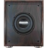 image:imageRockville Rock Shaker 65 Wood Powered Home Theater Subwoofer Compact  200W Peak100W RMS Class D Amp MDF Enclosure RCA and High Level InputsOutputs Rear Firing Port Phase Switch CrossoverDark Wood