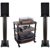 image:imageRockville Bundle 2 RockShelf 68D 400w Dark Wood 65 Home Theater Bookshelf Speakers Bundle with 2 36 Home Speaker Stands Up to 100Lbs amp Home Theater Audio Rack Stand 5 Items