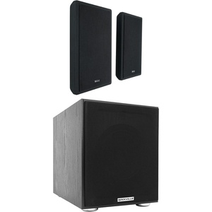 image:imageRockville RockSlim Bundle 2 525 in 240Watt Slim Home Theater Speakers with Wall Mount Brackets Rock Shaker 8in 400Watt Powered Home Theater Subwoofer Black 3Items