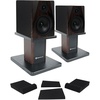 image:imageRockville APM5D 525 Powered Dark Wood Studio Monitor Pair RHT8D Stands  250W Peak  125W RMS Per Pair Class D BiAmped Silk Dome Tweeter Desktop Stands RRS190S 3Angle Isolation Pads 4Items