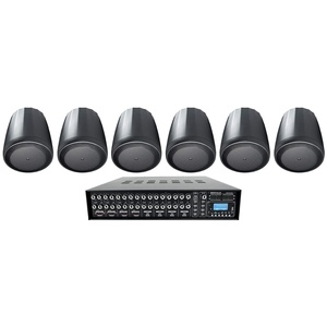 image:image4Zone Matrix Multi Room Commercial 70v Amplifier6 JBL Black Pendant Speakers