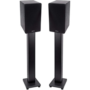 image:imageRockville RockShelf 68B 400Watt Bundle Pair 65 in Home Bookshelf Speakers 8 Ohm Pair RHT28 28 in Surround Sound Speaker Stands for Home Theater 4Items