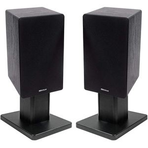 image:imageRockville RockShelf 68B Black 65 Bookshelf Speaker Pair with RHT8B Stands  400W Peak  100W RMS 8 Ohm Kevlar Woofer 1 Silk Dome Tweeter Desktop Studio Monitor Stands Home Theater 4Items